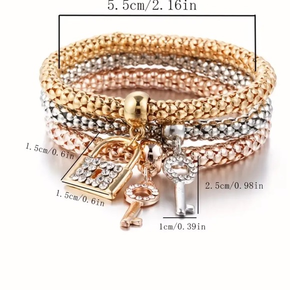 NWT 3 piece bracelet set with lock and key! - Picture 4 of 6